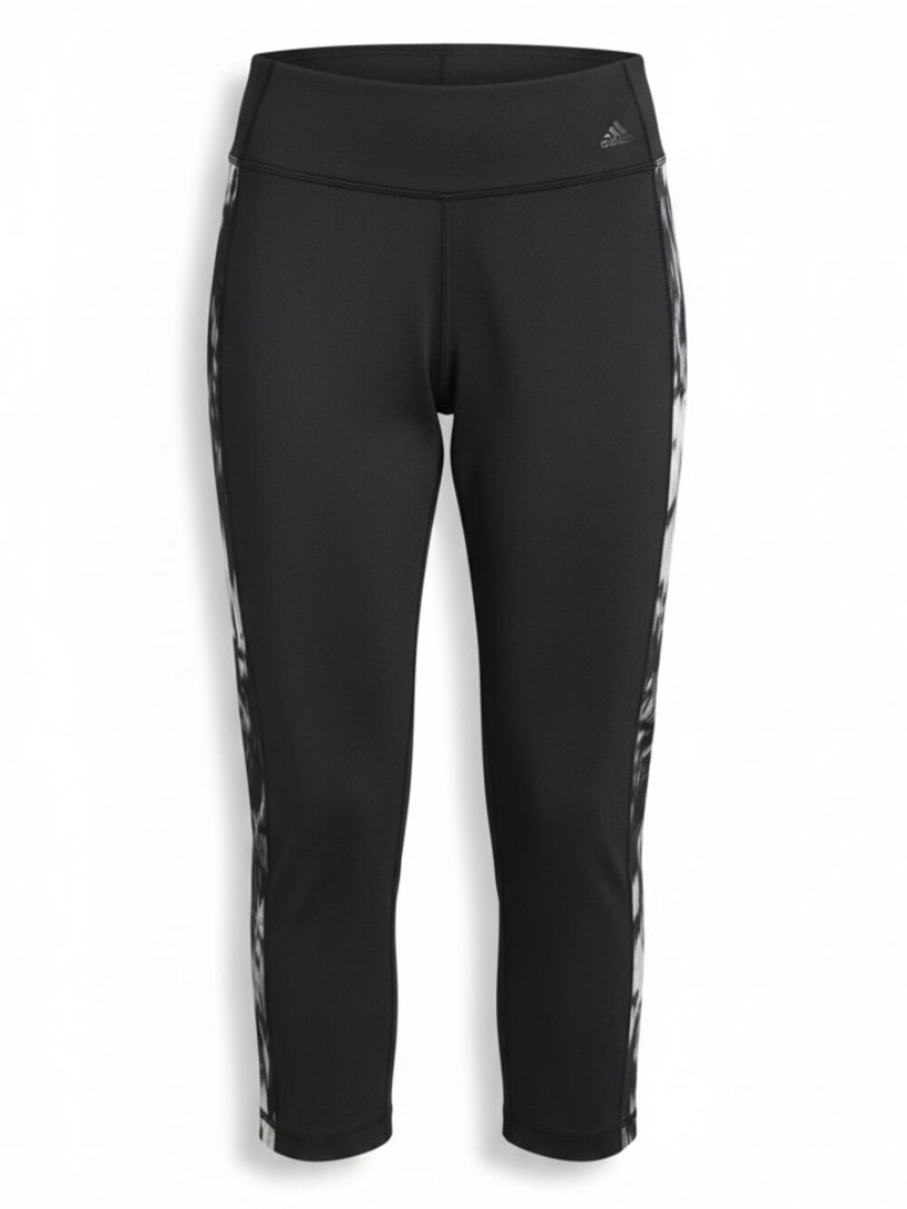 Adidas Climalite Women's Capri Leggings Black Gray Print Cropped Athletic Pants